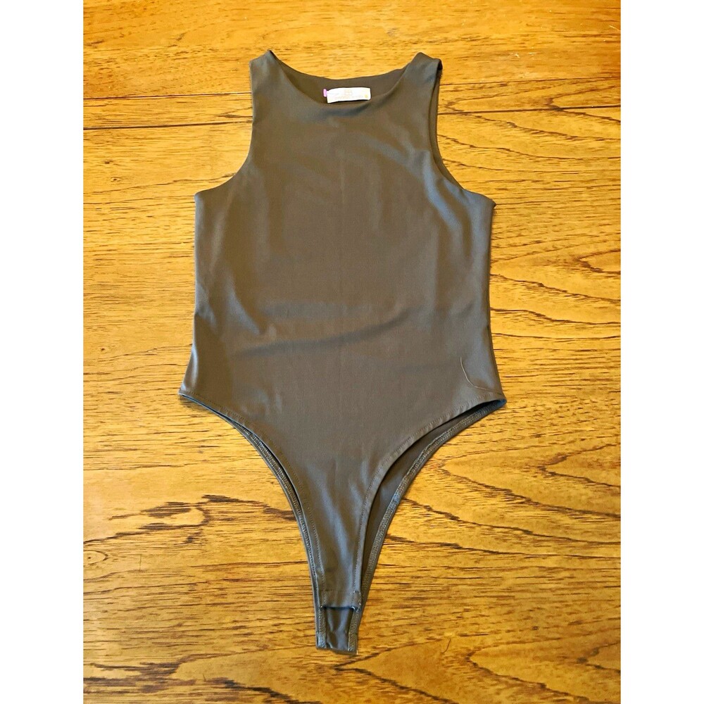Everleigh Brooks Women's Green One Piece Bodysuit Solid Stretch Snap, Size S